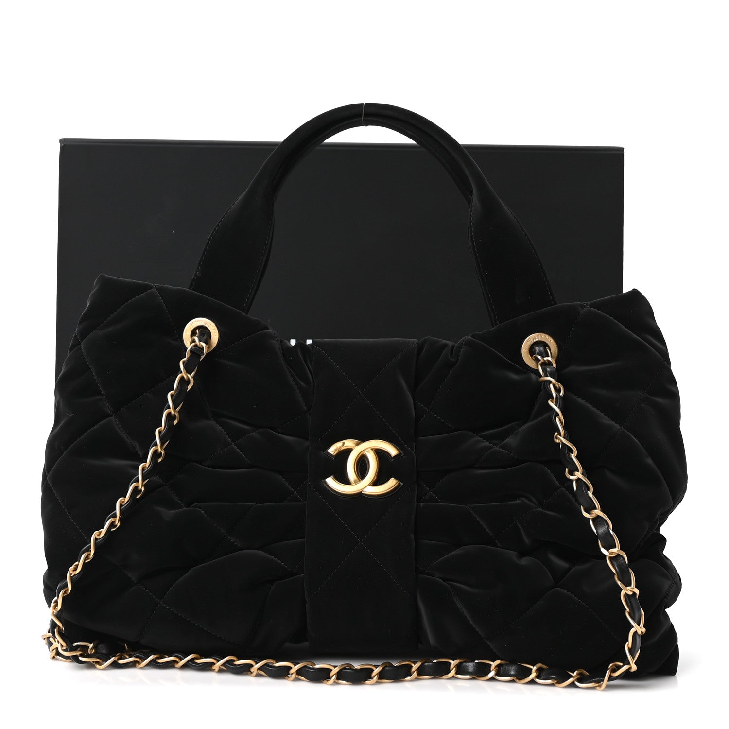 Chanel Velvet Effect Nylon Quilted Bow Bag Black 11 of 11