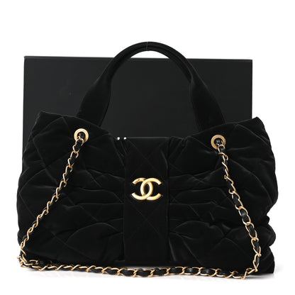 Chanel Velvet Effect Nylon Quilted Bow Bag Black 11 of 11