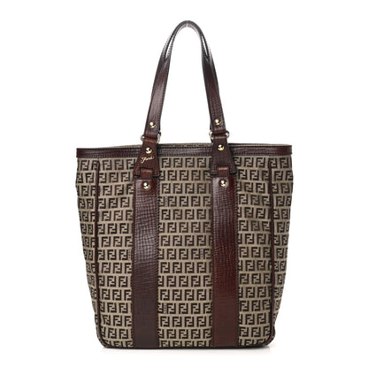 Fendi Zucchino Vitello Shopping Tote Mogano Panna Bruciato 1 of 10