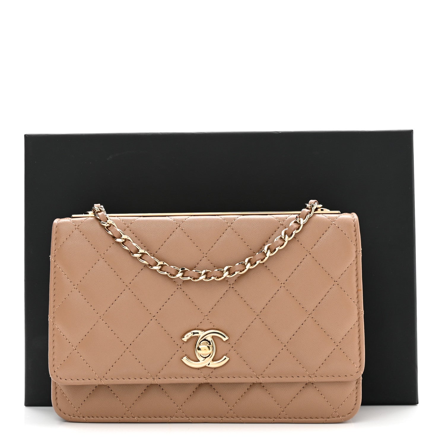 Chanel Lambskin Quilted Trendy CC Wallet On Chain WOC Beige 12 of 12