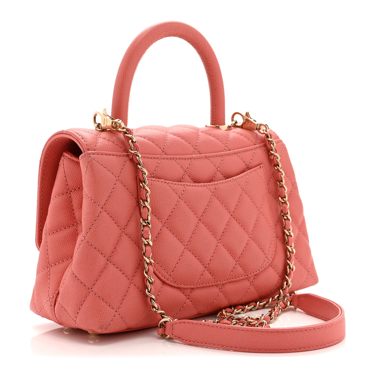 Caviar Quilted Mini Coco Handle Flap Dark Pink