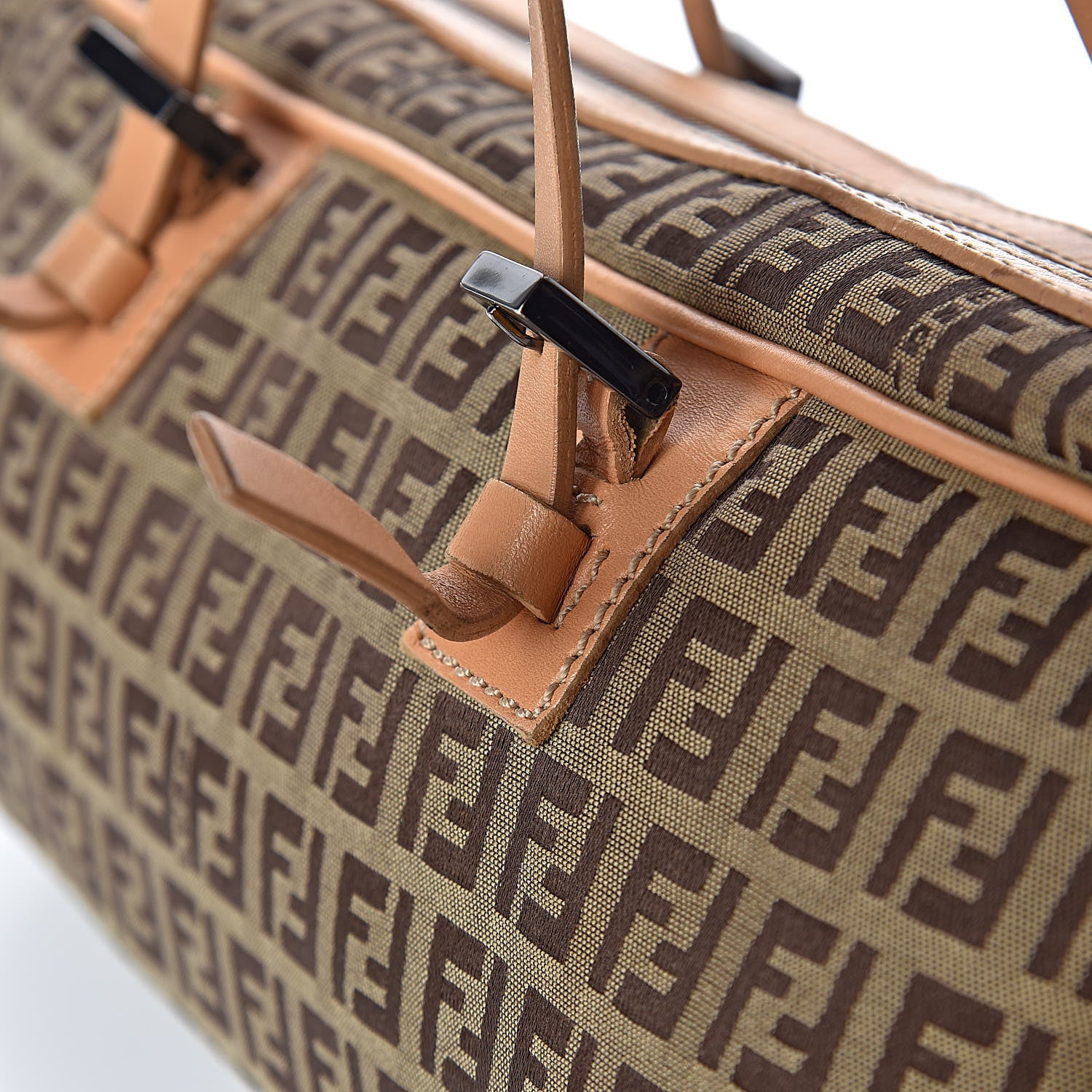 Fendi Zucchino Zip Top Tote Beige 12 of 16