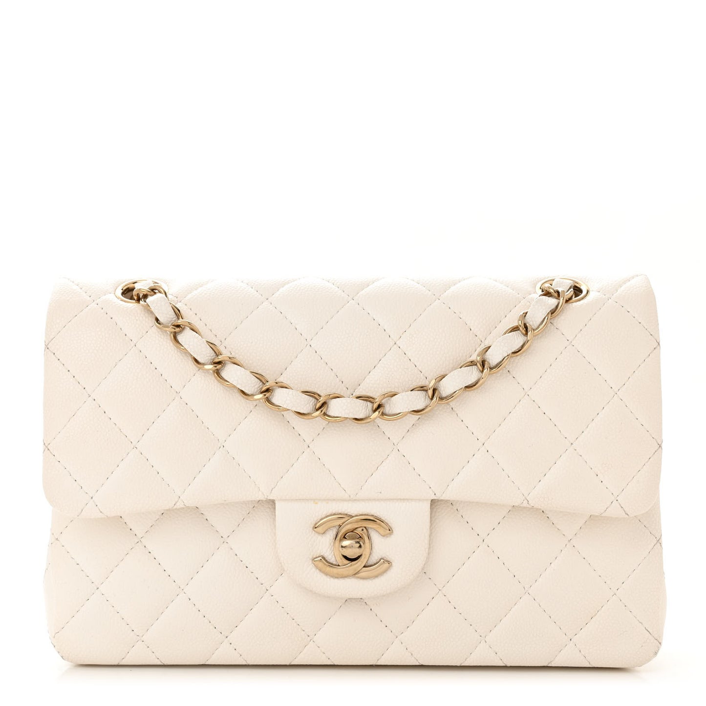 Caviar Quilted Small Double Flap White