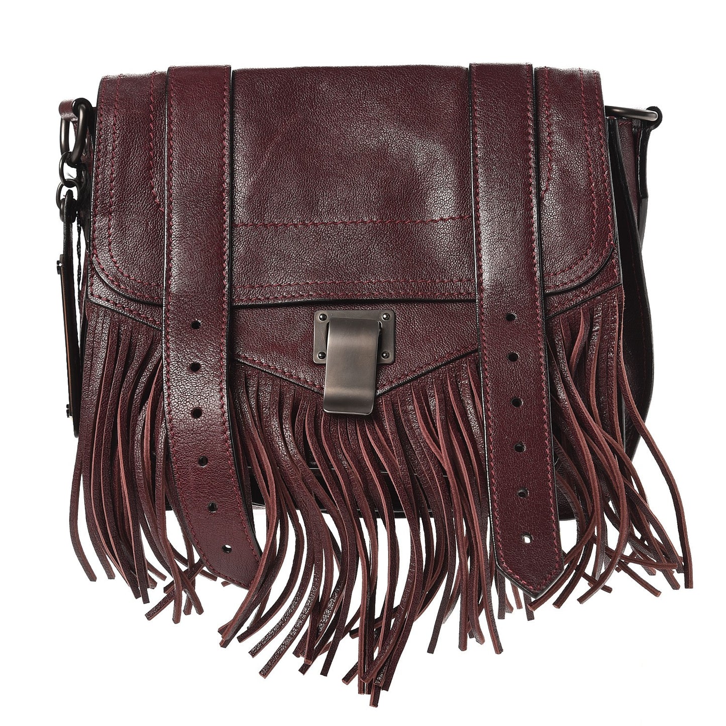 Lambskin Fringe PS1 Crossbody Pouch Oxblood