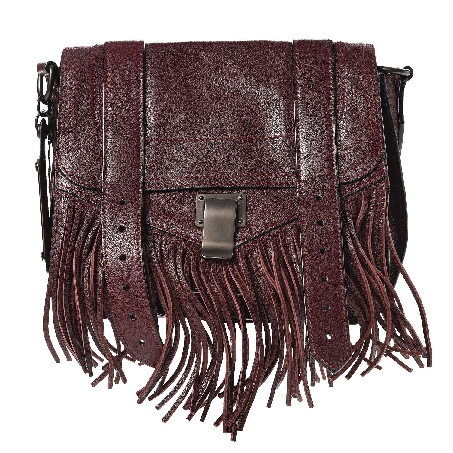 Proenza Schouler Lambskin Fringe PS1 Crossbody Pouch Oxblood 1 of 7