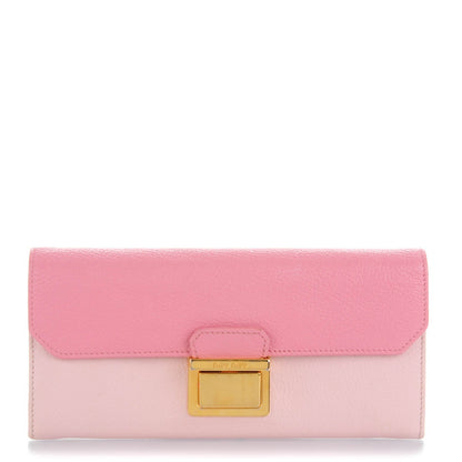 Miu Miu Goatskin Madras Flap Wallet Rosa 1 of 8