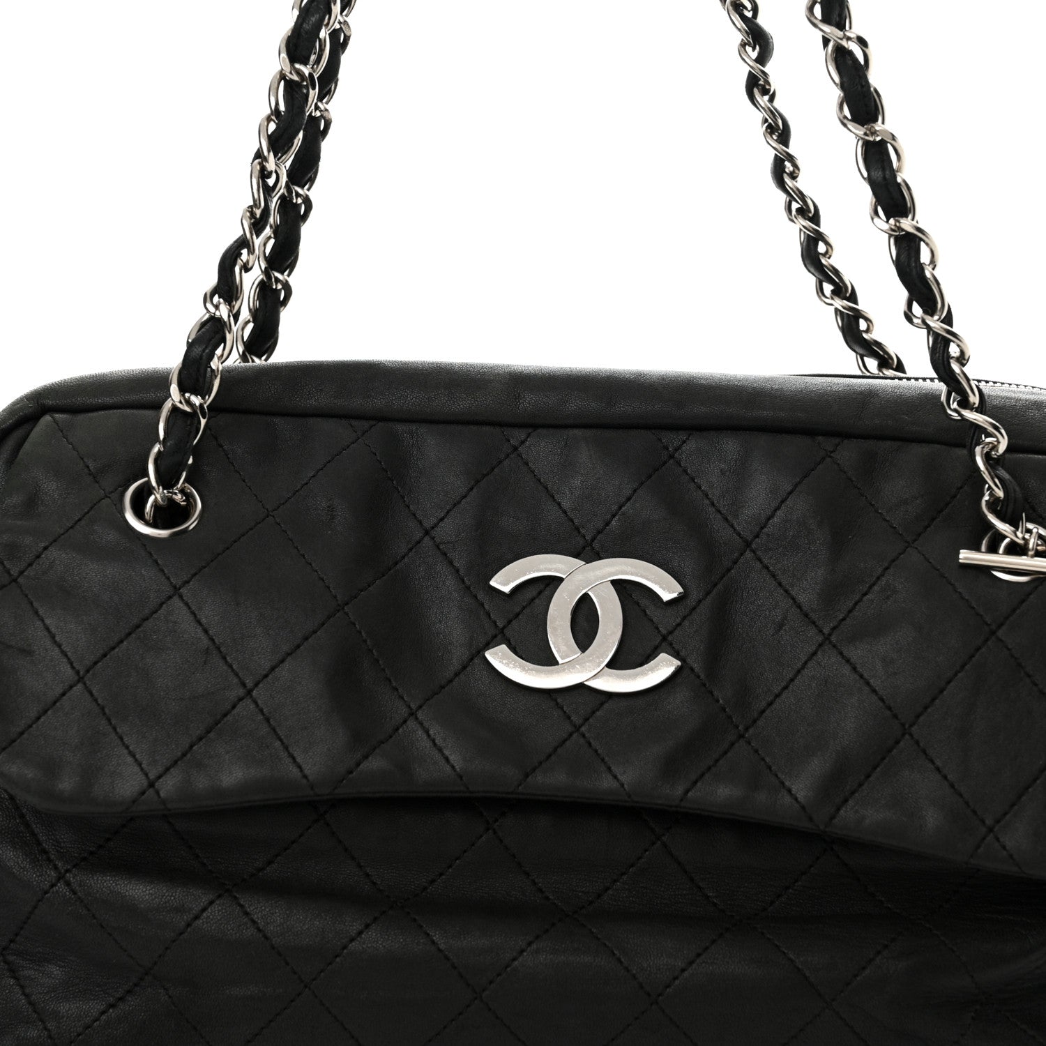 Chanel Lambskin Quilted Large Chain Around Tote Black 8 of 19