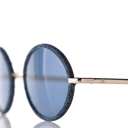 Chanel Metal Denim Oval Sunglasses 4248-J Gold Dark Blue 8 of 9