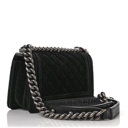 Chanel Velvet Quilted Small Boy Flap Black 2 of 10