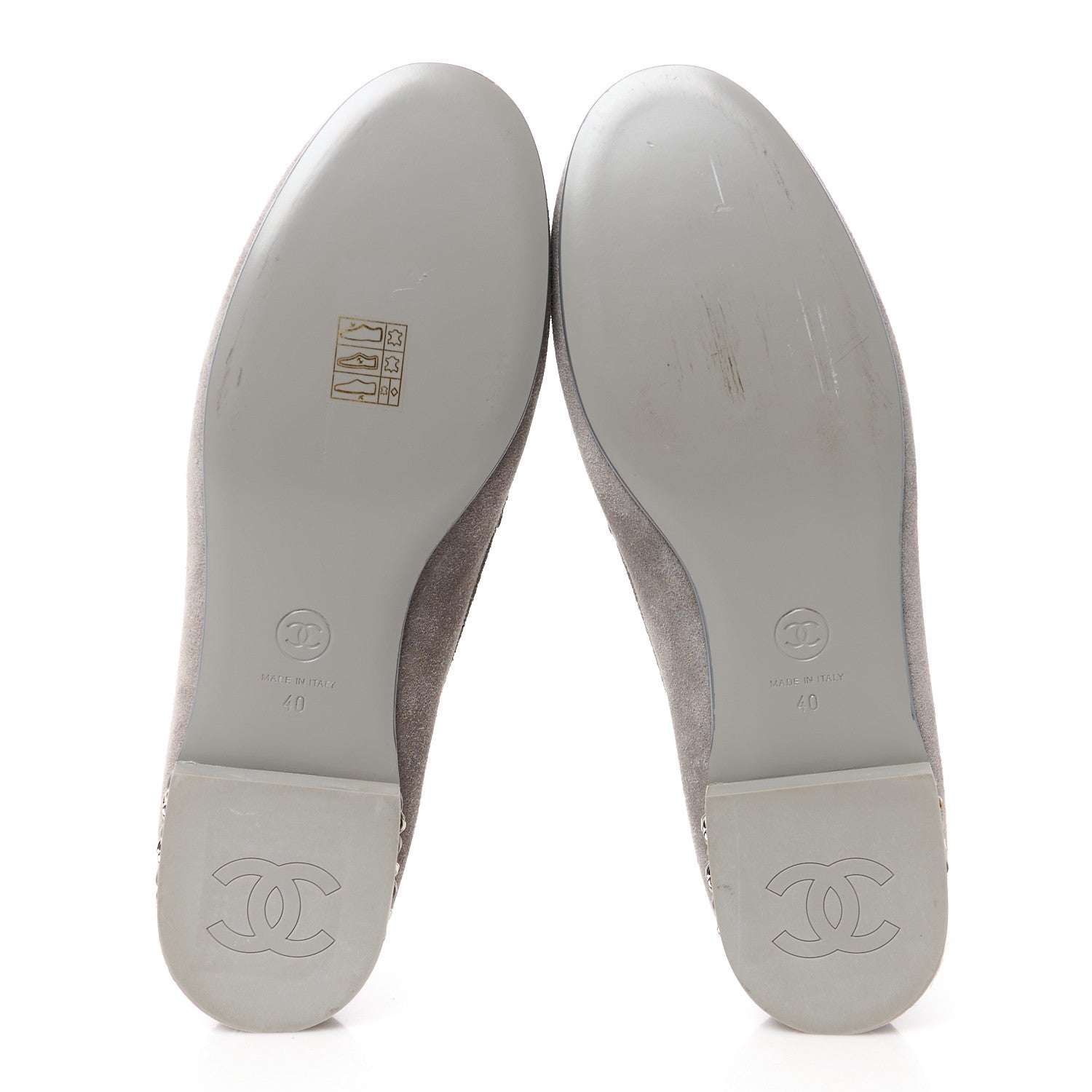 Chanel Suede Calfskin CC Chain Mocassin Loafers 40 Grey 5 of 10