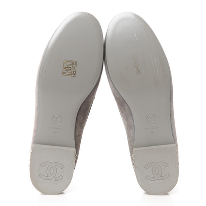 Chanel Suede Calfskin CC Chain Mocassin Loafers 40 Grey 5 of 10