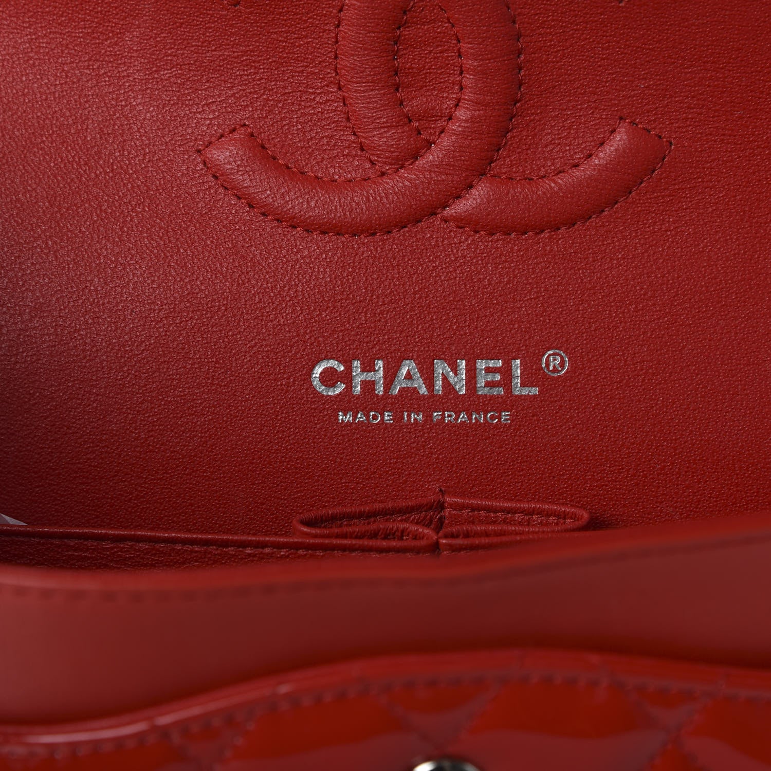 Chanel Patent Calfskin Quilted Bi-Color Medium Double Flap Black Red 8 of 12