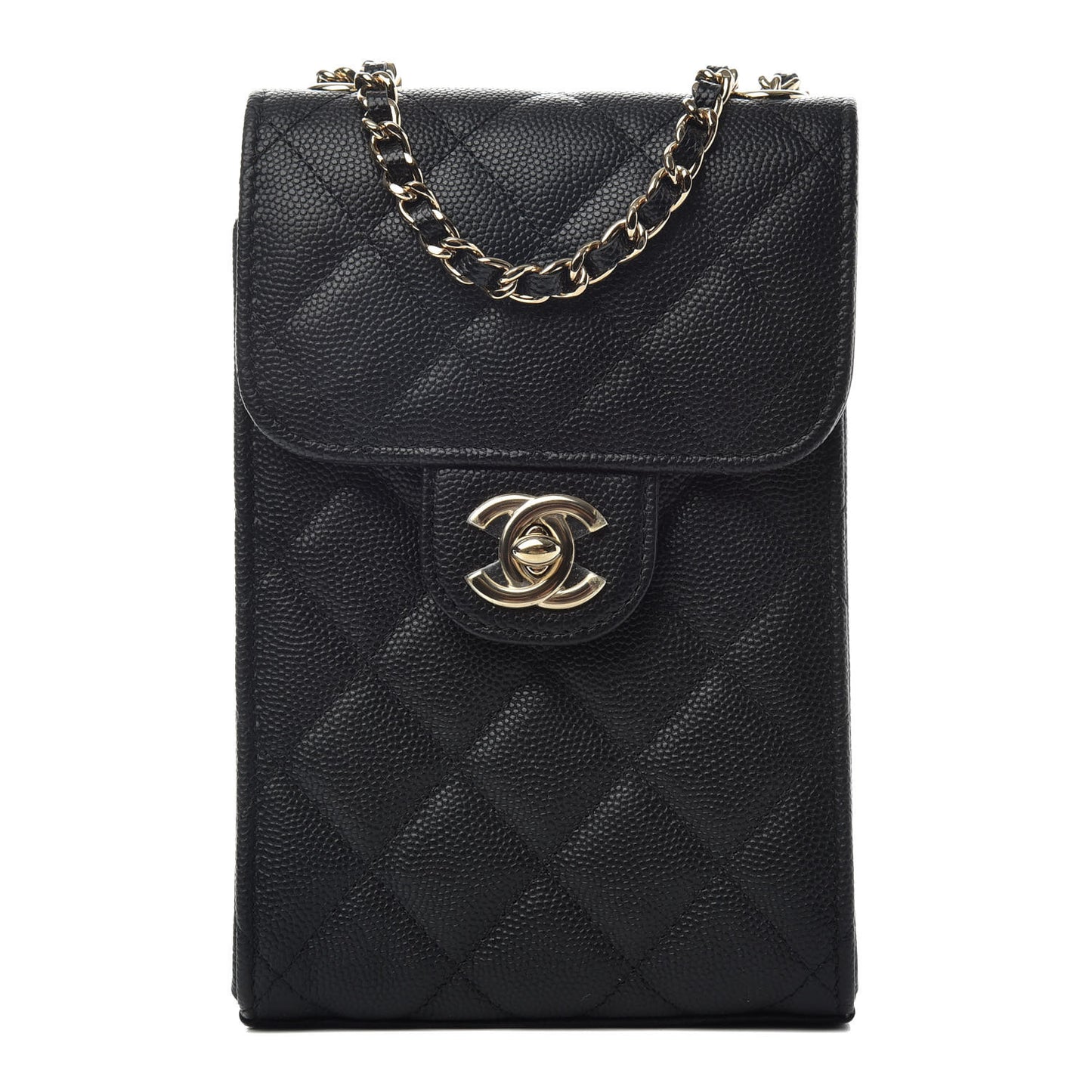 Caviar Quilted Classic Phone Holder Black