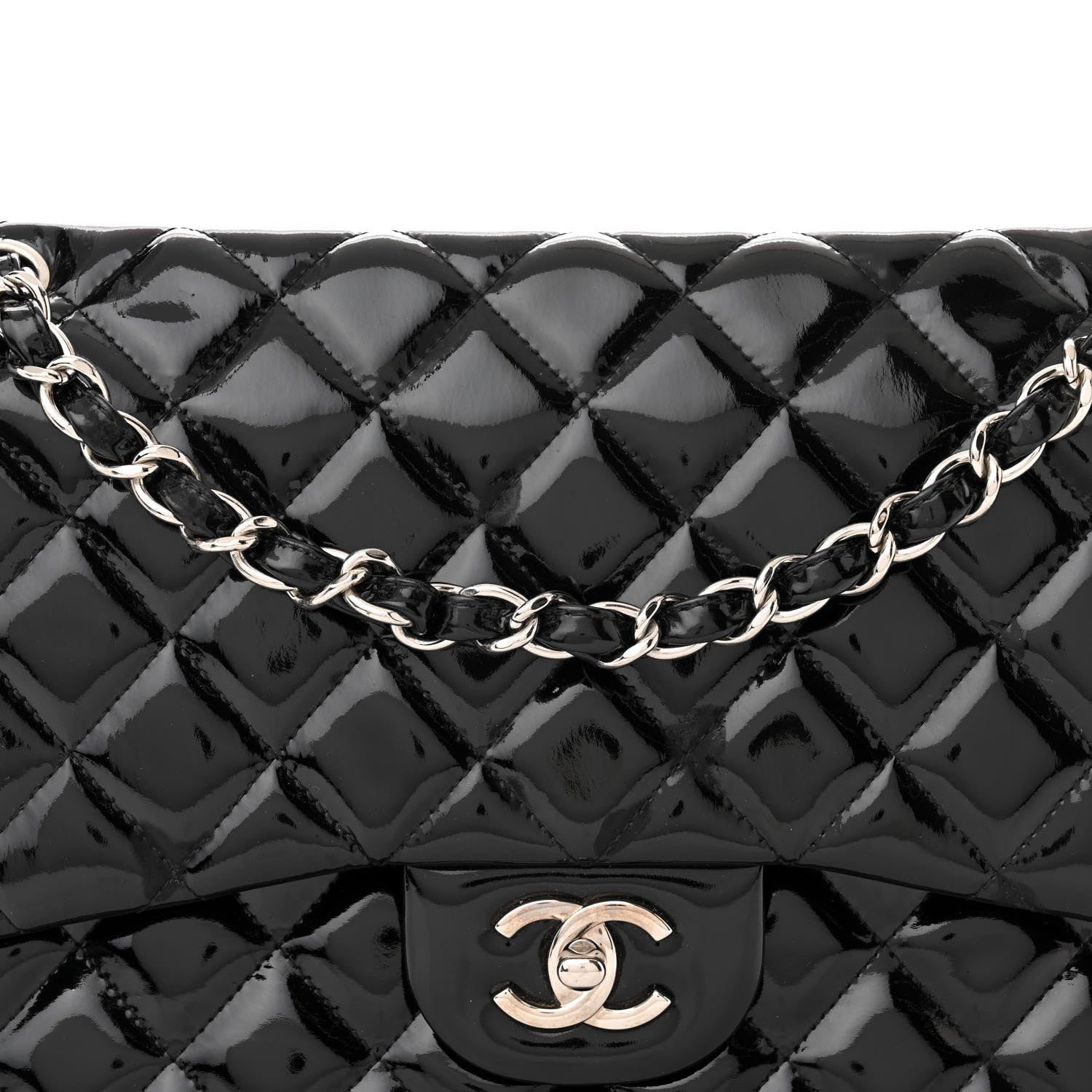 Chanel Patent Quilted Jumbo Double Flap Black 8 of 12