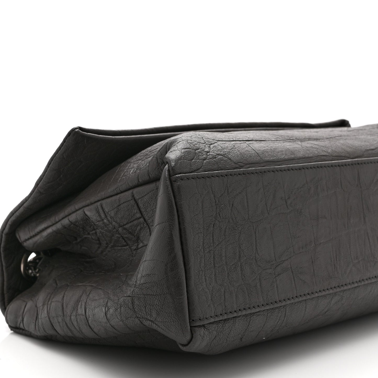 Calfskin Crocodile Embossed Medium West Hollywood Monogram Fold-Over Earth