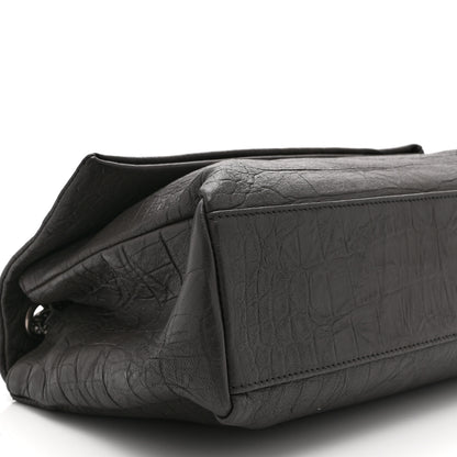 Saint Laurent Calfskin Crocodile Embossed Medium West Hollywood Monogram Fold-Over Earth 9 of 10