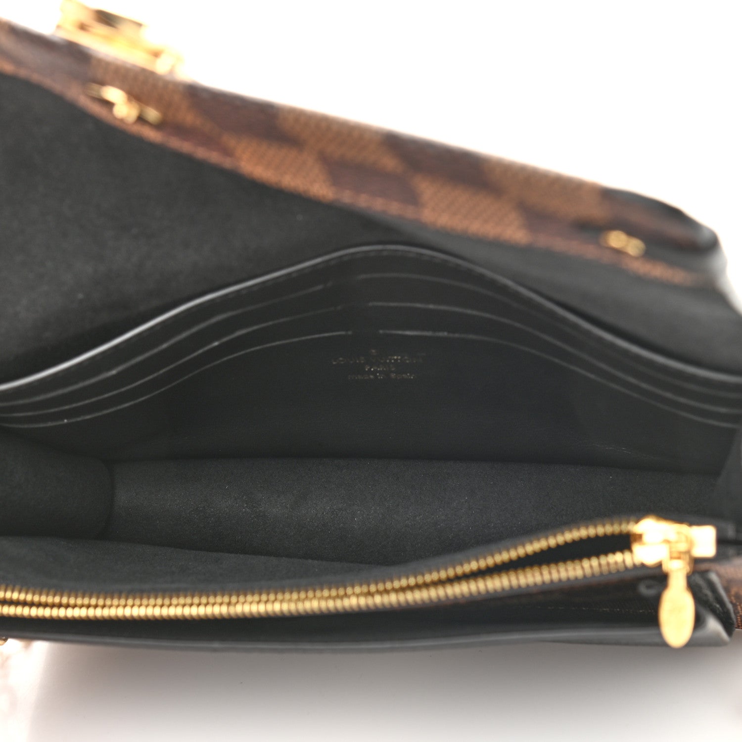 Louis Vuitton Damier Ebene Vavin Chain Wallet Black 5 of 9