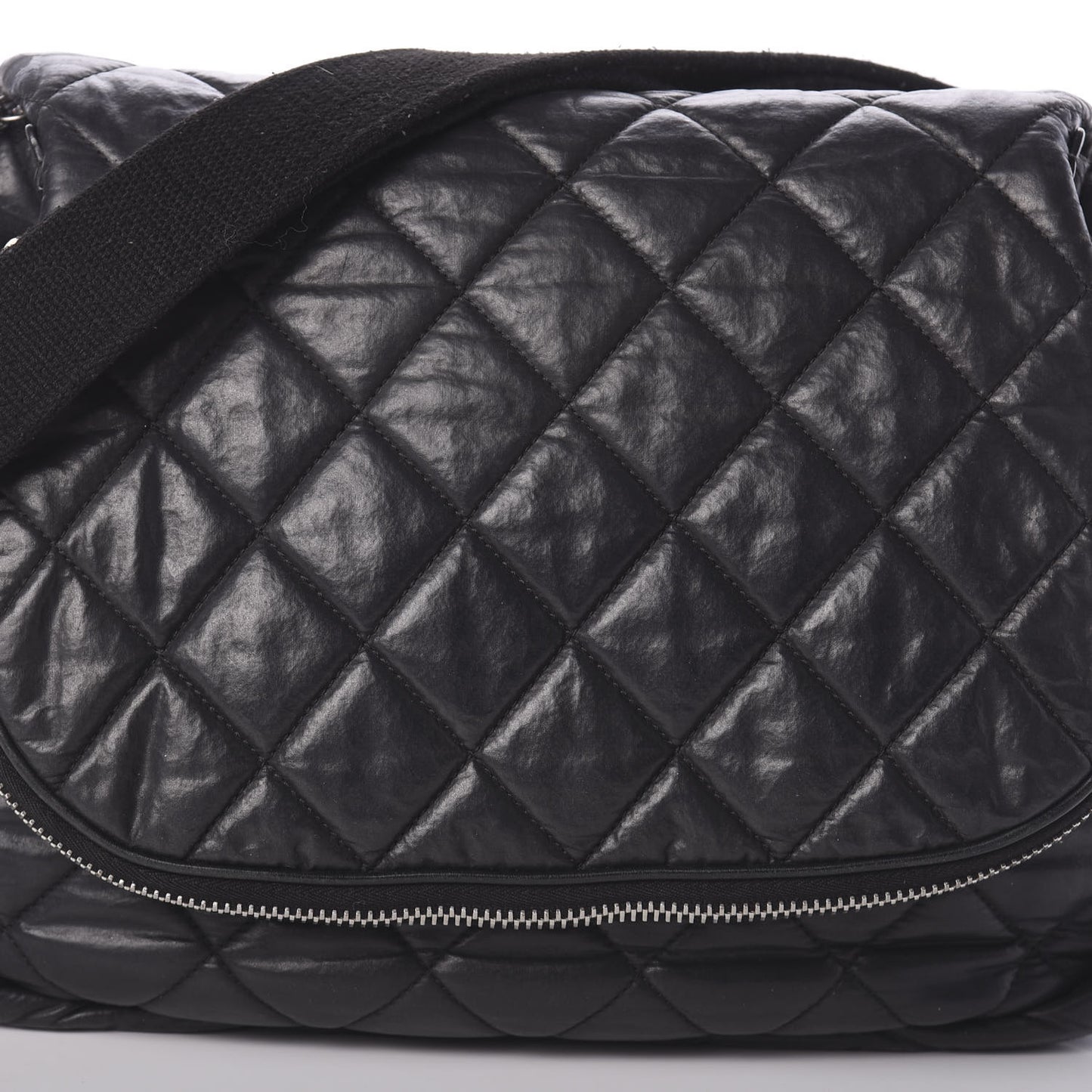 Aged Calfskin Quilted Expandable Messenger Black
