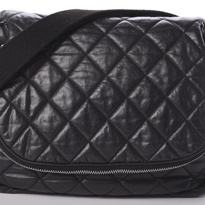 Chanel Aged Calfskin Quilted Expandable Messenger Black 8 of 18