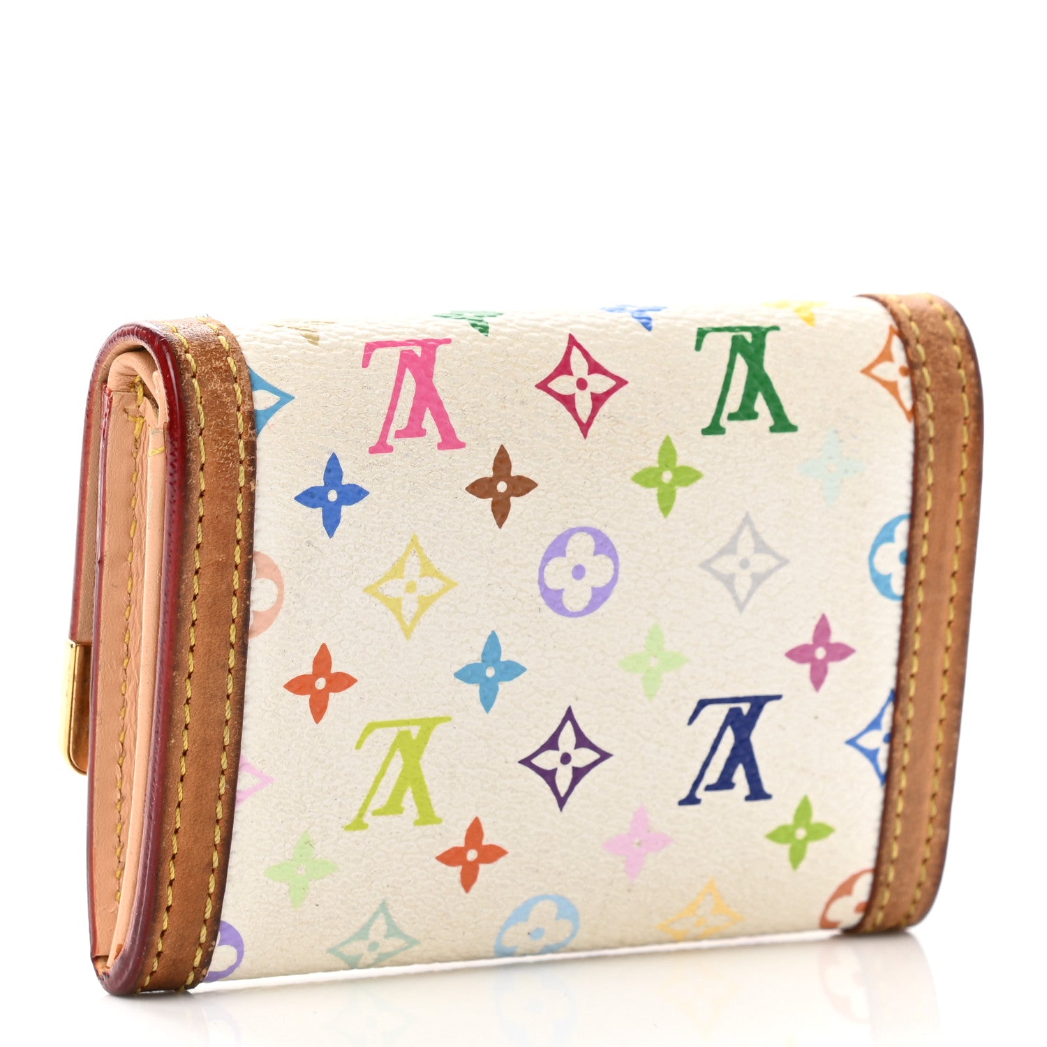 Louis Vuitton Monogram Multicolor Porte-Monnaie Plat Coin Purse White 3 of 8