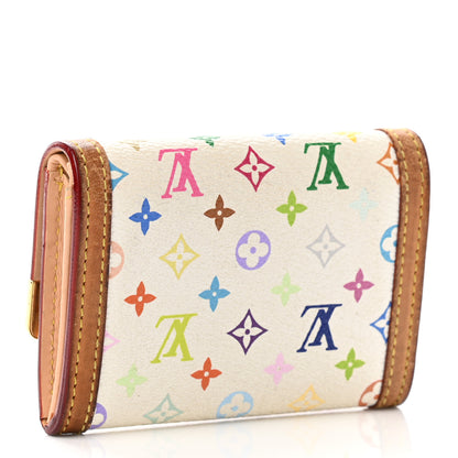 Louis Vuitton Monogram Multicolor Porte-Monnaie Plat Coin Purse White 3 of 8