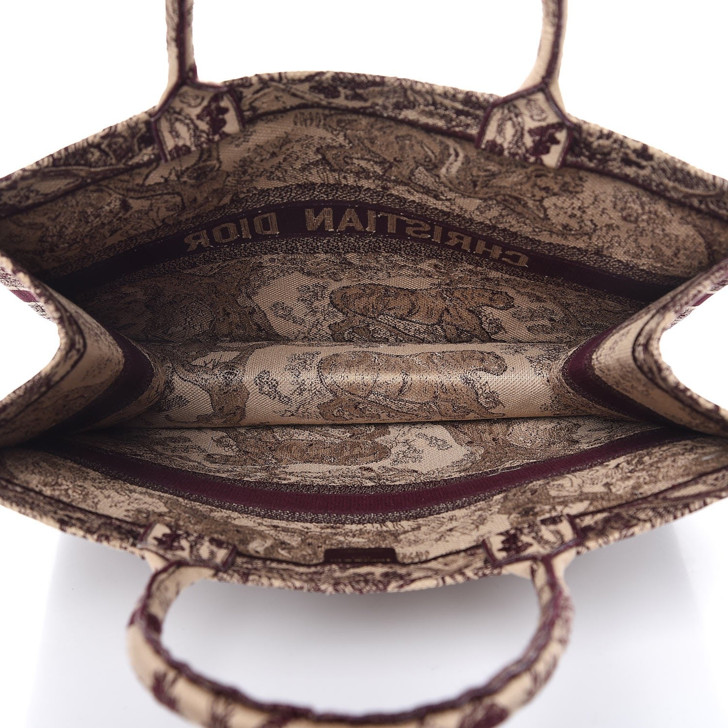 Christian Dior Canvas Embroidered Large Dioriviera Toile De Jouy Book Tote Burgundy 5 of 7