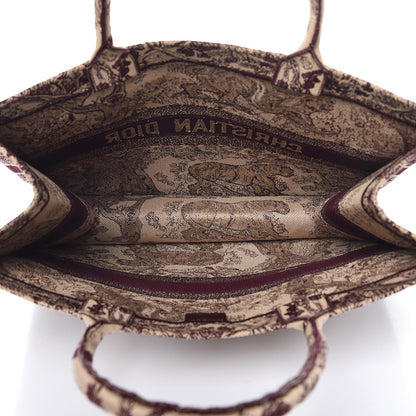 Christian Dior Canvas Embroidered Large Dioriviera Toile De Jouy Book Tote Burgundy 5 of 7