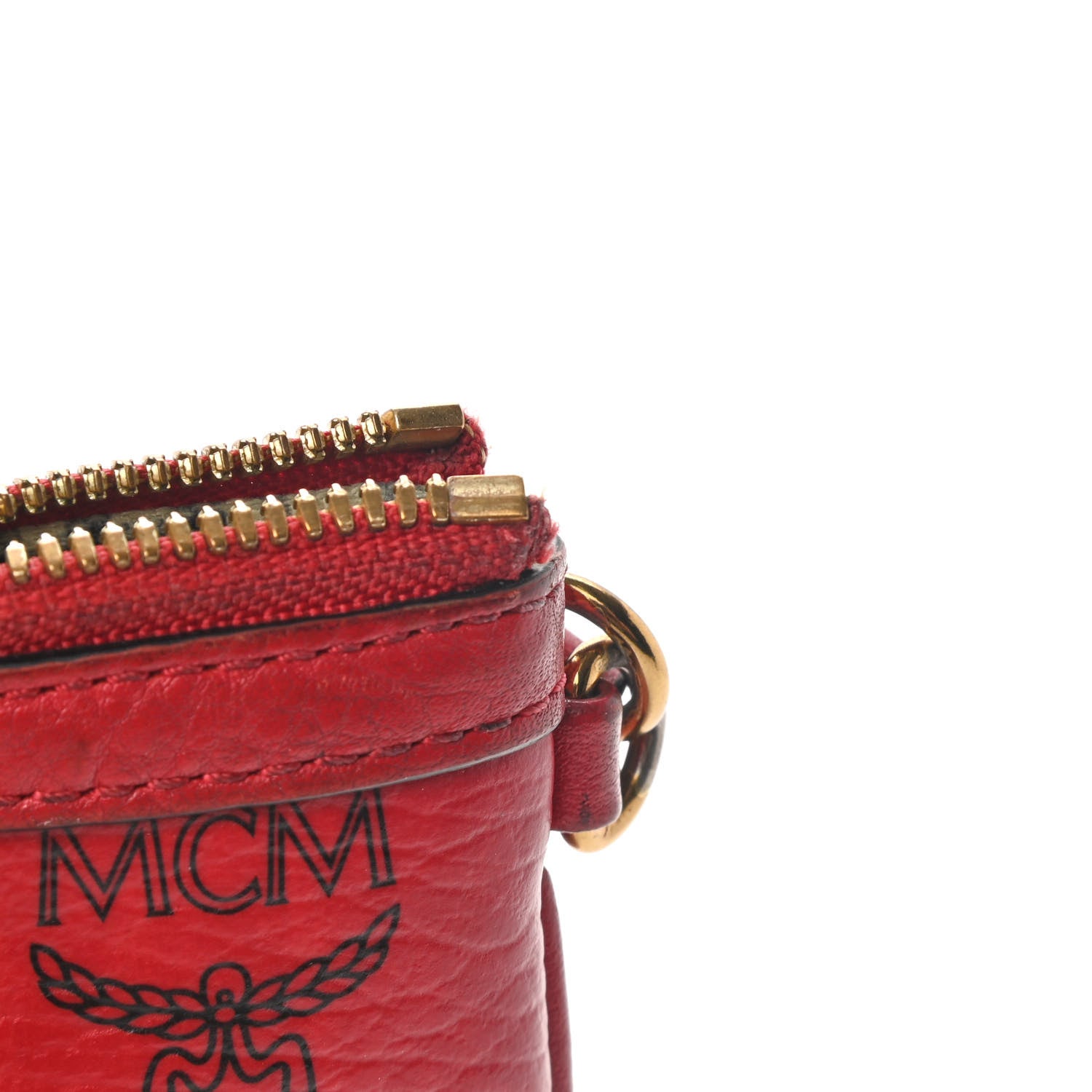MCM Visetos Liz Shopper Tote Pouch Ruby Red 13 of 14