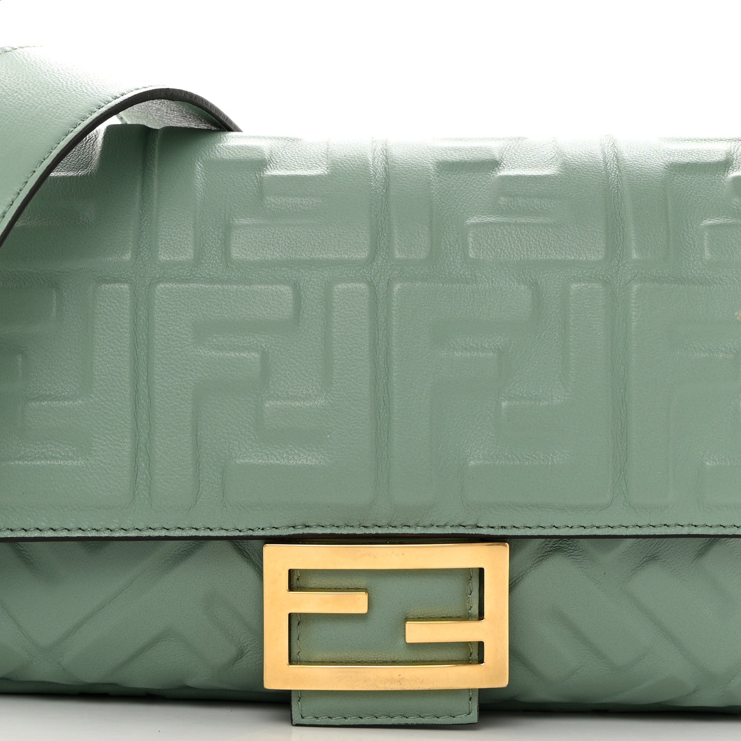 Fendi Nappa FF 1974 Embossed Baguette Menta 8 of 10