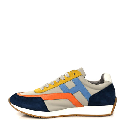 Hermes Suede Goatskin Technical Canvas Epsom Mens Chris Sneakers 44.5 Gris Multicolor 1 of 10