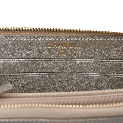 Chanel Metallic Sheepskin Quilted Mademoiselle Vintage Zip Around Wallet Light Gold 6 of 9