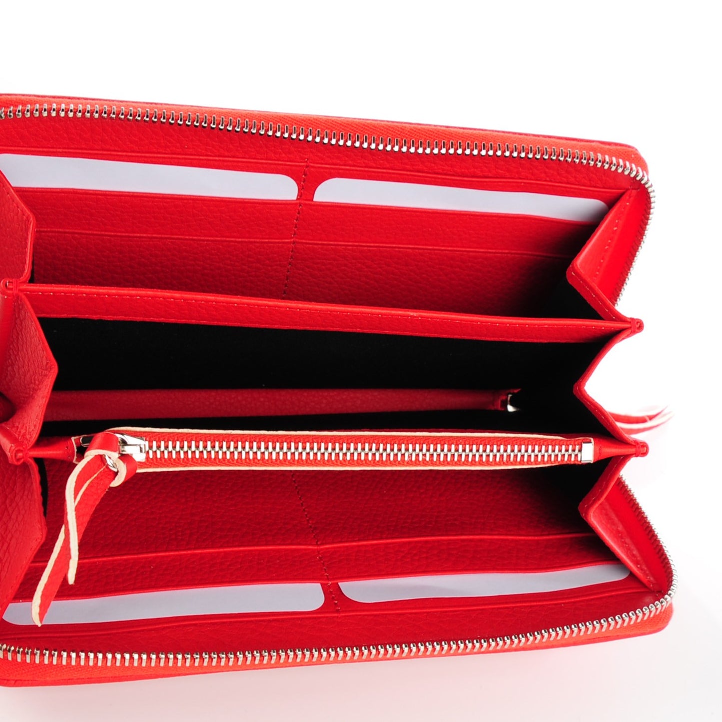 Supple Grained Calfskin Classic Silver Hardware Highlight Continental Zip Around Wallet Rouge Fraise