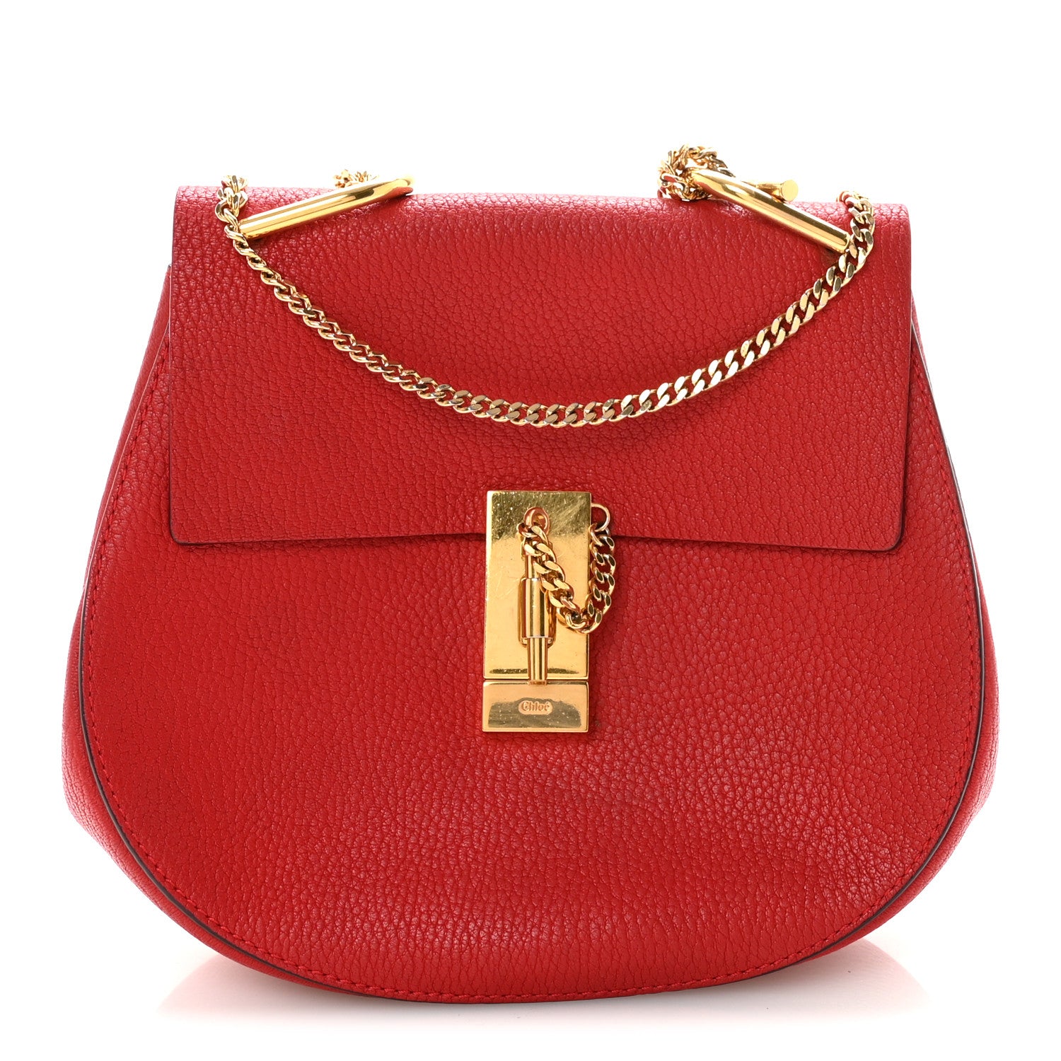 Chloe Grained Lambskin Drew Shoulder Bag Plaid Red 1 of 9