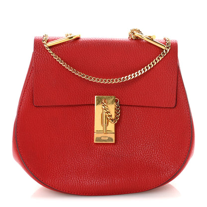 Chloe Grained Lambskin Drew Shoulder Bag Plaid Red 1 of 9