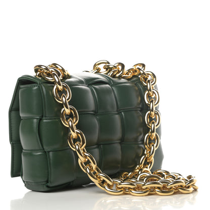 Bottega Veneta Lambskin Maxi Intreccio Padded Chain Cassette Crossbody Bag Raintree 3 of 12
