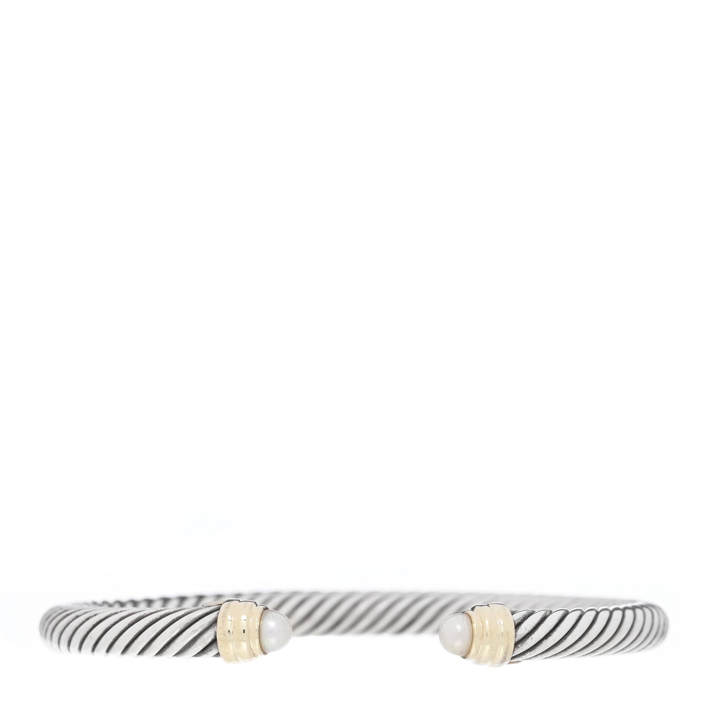 Sterling Silver 14K Yellow Gold Pearl 5mm Cable Classics Bracelet