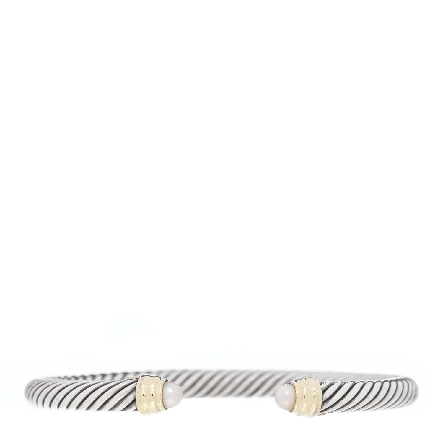 David Yurman Sterling Silver 14K Yellow Gold Pearl 5mm Cable Classics Bracelet 1 of 3