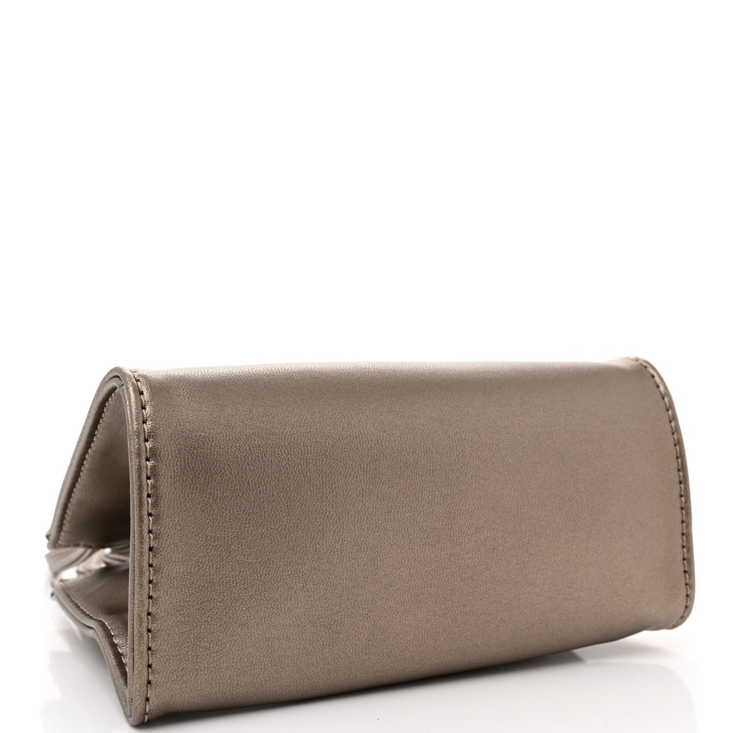 Metallic Vegan Leather Small Shopping Bag Bronze