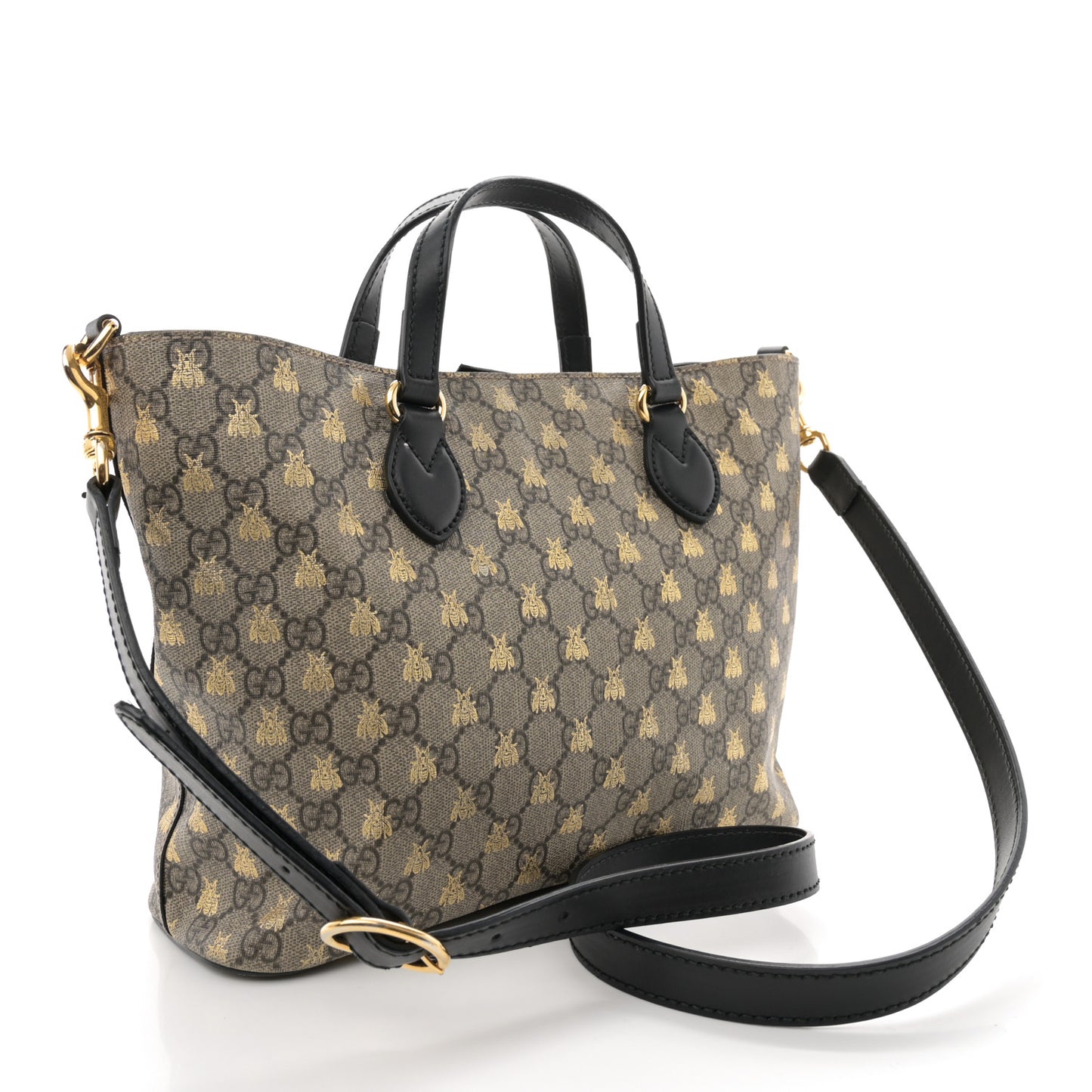 Soft GG Supreme Monogram Bees Small Crossbody Tote Beige Oro Black