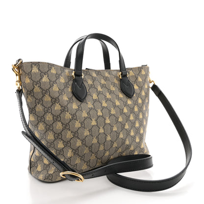 Gucci Soft GG Supreme Monogram Bees Small Crossbody Tote Beige Oro Black 3 of 13