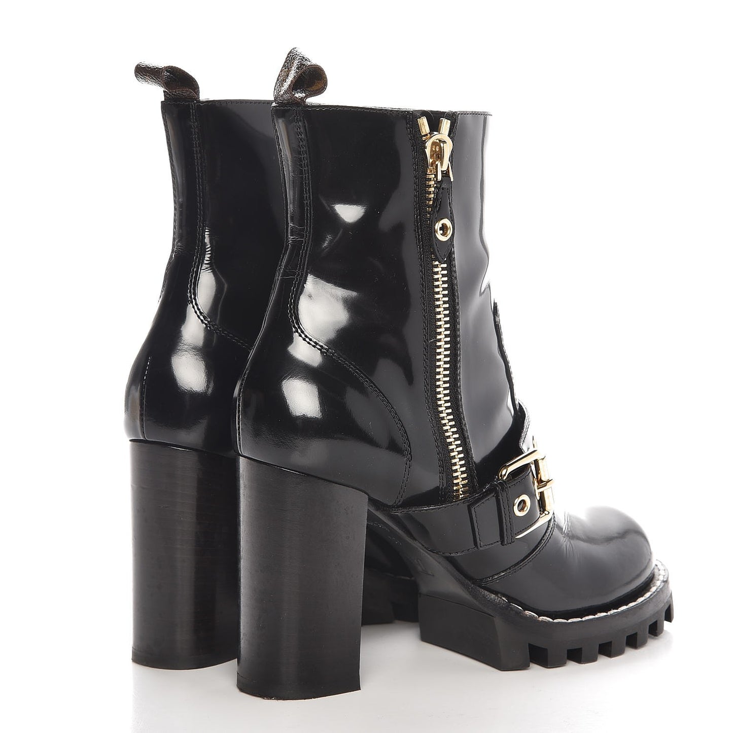 Patent Calfskin Star Trail Ankle Boots 39 Black
