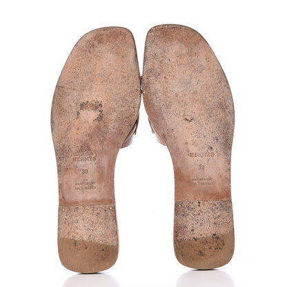 Hermes Laminated Nappa Calfskin Oran Sandals 39 Gold 7 of 18