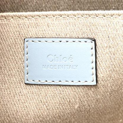 Chloe Linen Calfskin Medium Woody Ribbon Tote White Light Blue 6 of 9
