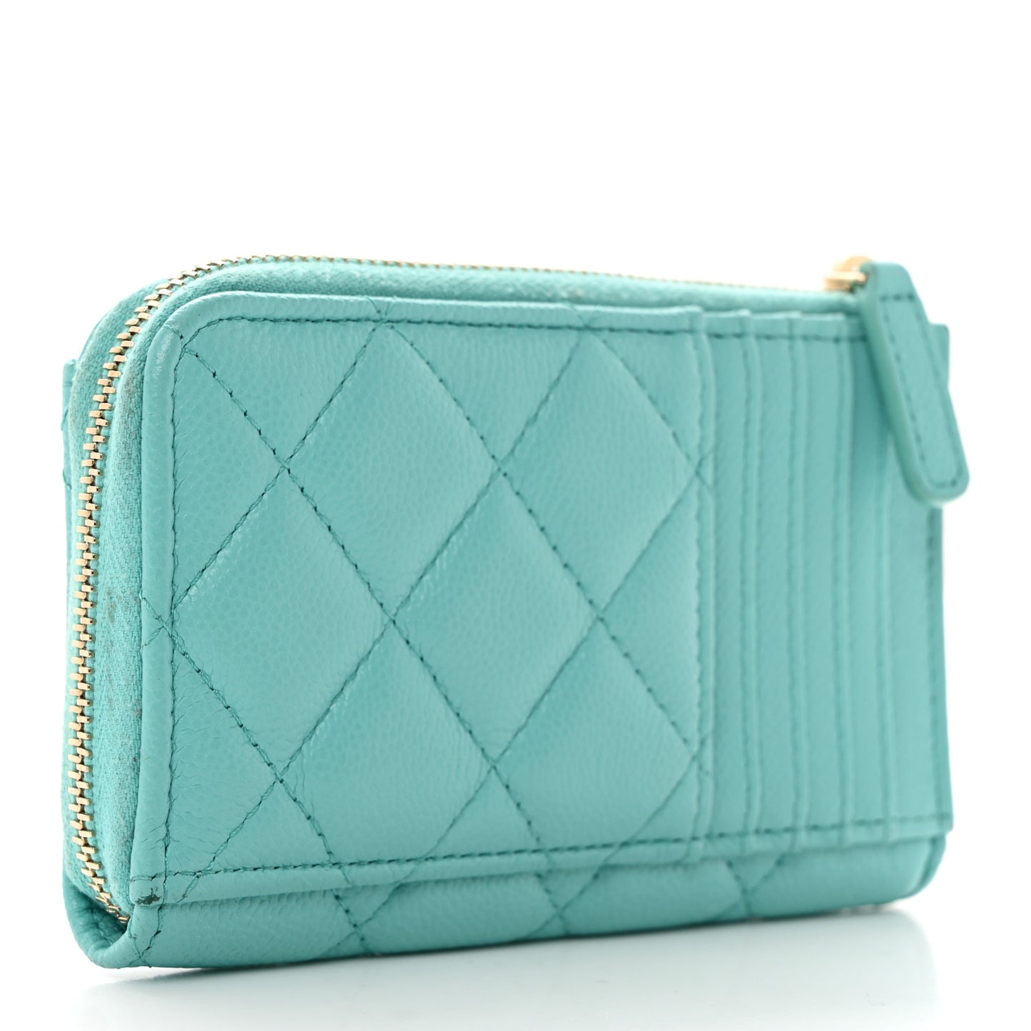 Caviar Quilted CC Zip Around Card Holder Blue