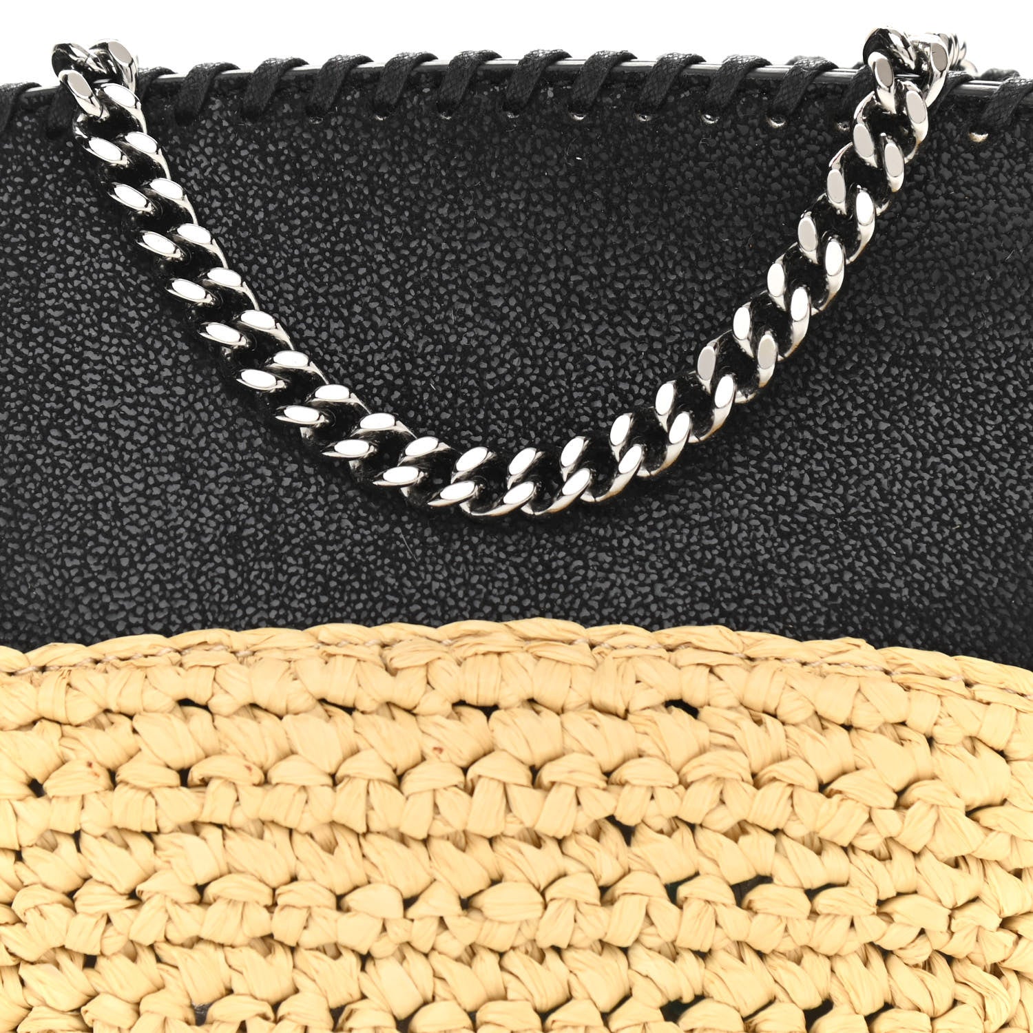Stella McCartney Shaggy Deer Raffia Mini Shoulder Bag Black 6 of 8