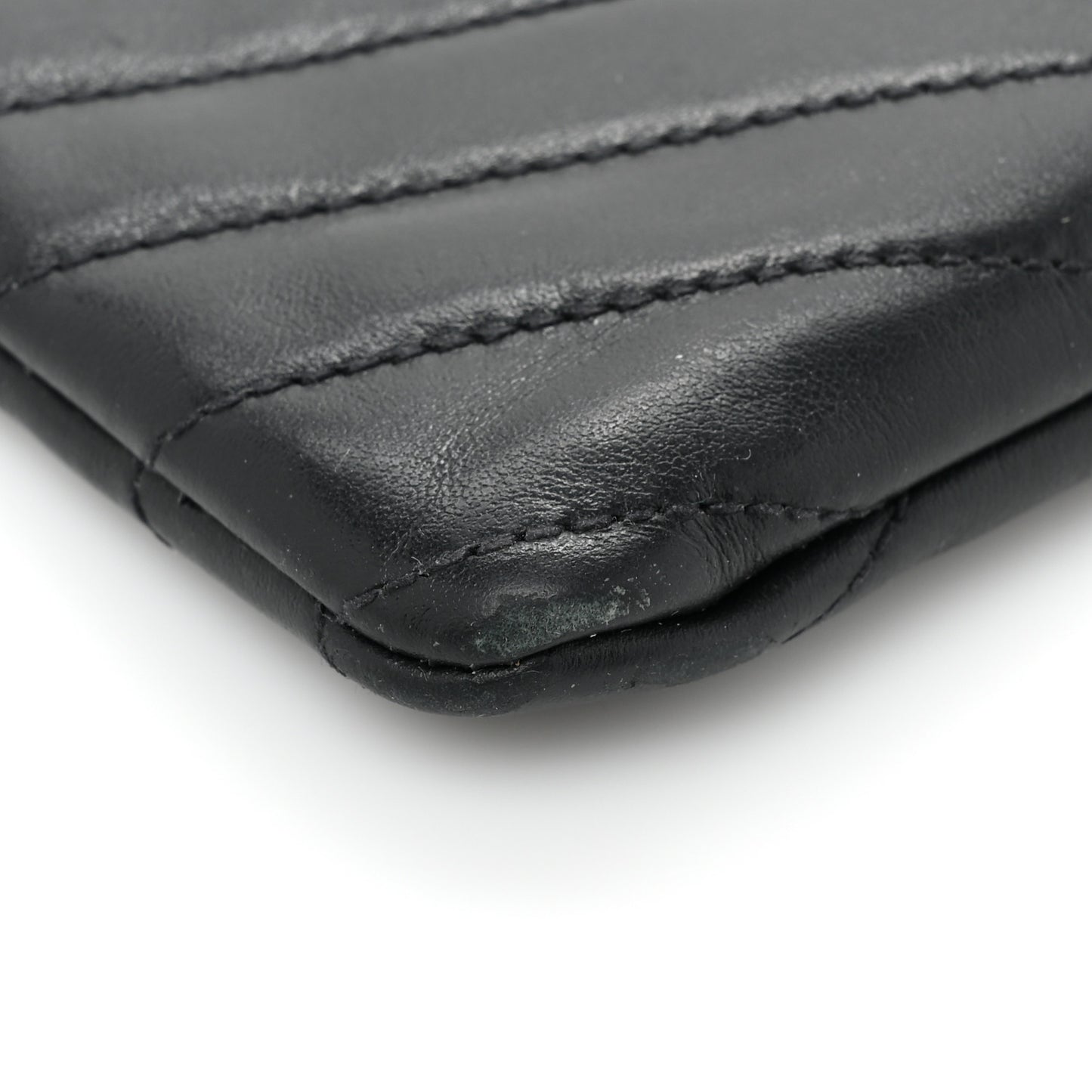 Calfskin Matelasse Monogram Key Pouch Black