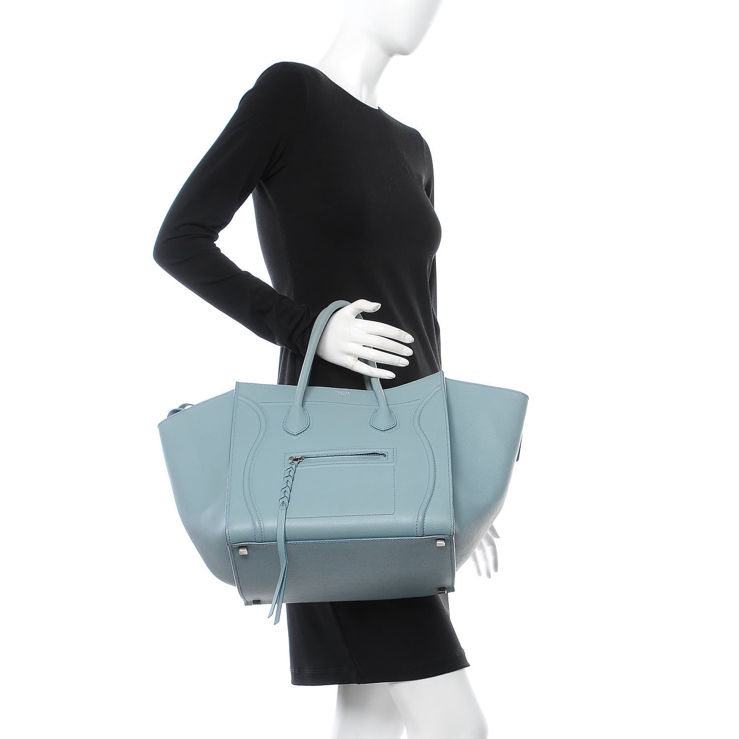 Celine Grained Calfskin Medium Phantom Luggage Sky Blue 2 of 8