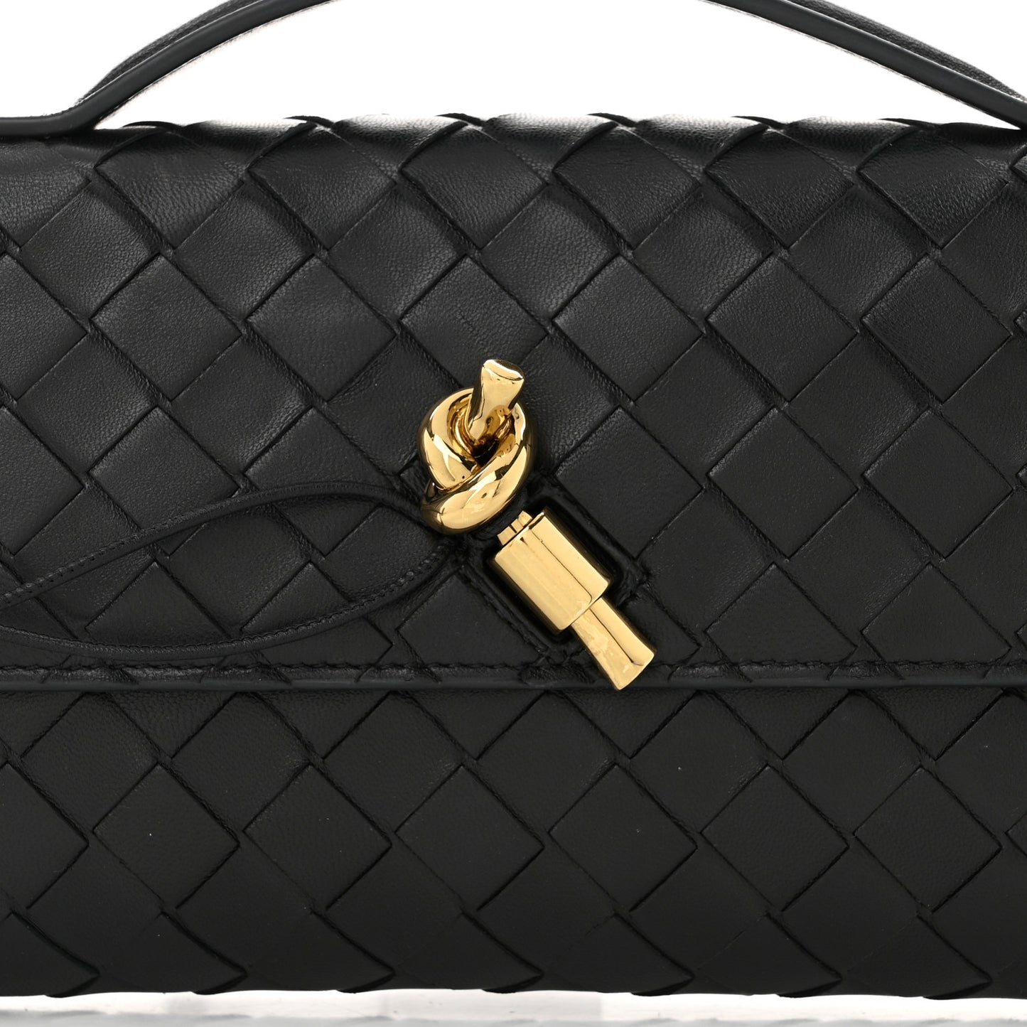 Nappa Intrecciato Long Andiamo Top Handle Clutch Black