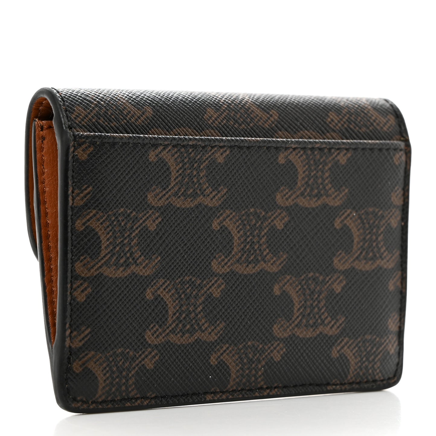 Triomphe Canvas Calfskin Flap Card Holder Tan