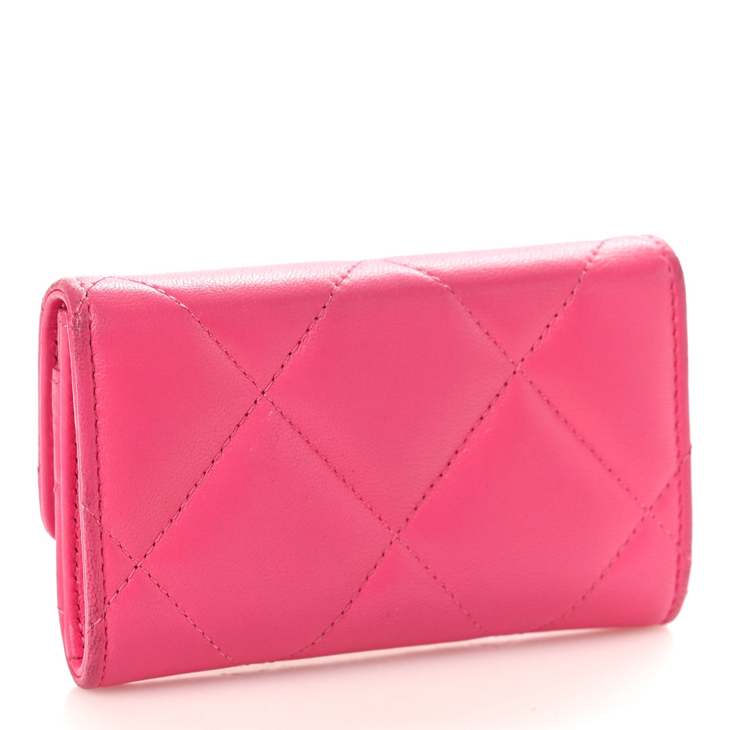 Lambskin Quilted Chanel 19 Flap Card Holder Dark Pink